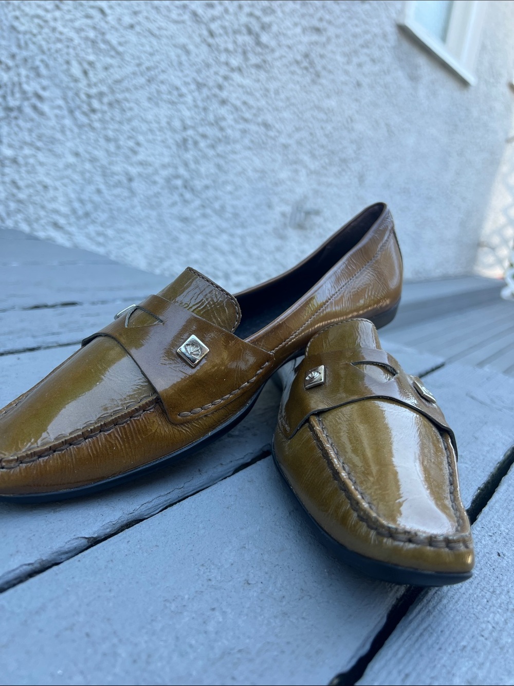 JB MartinWomen Leather Penny Loafers in Olive Brown